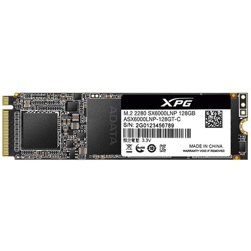 SSD Adata XPG SX6000 Lite, 128GB, M.2 NVMe 2280, Leitura 1800MB/s e Gravação 600MB/s