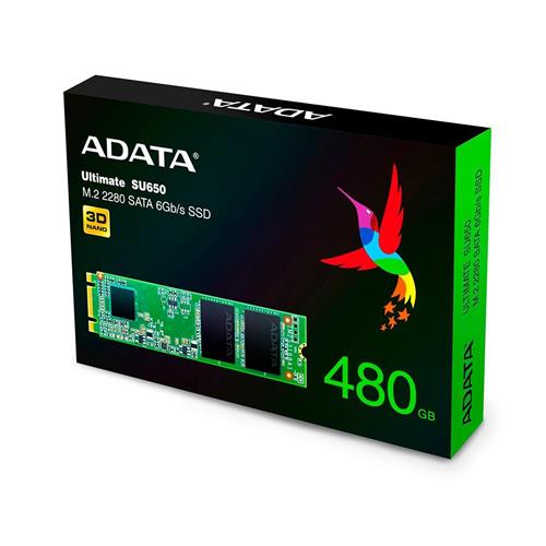 SSD Adata Ultimate SU650, 480GB, M.2 Sata 2280, Leitura 550MB/s e Gravação 510MB/s