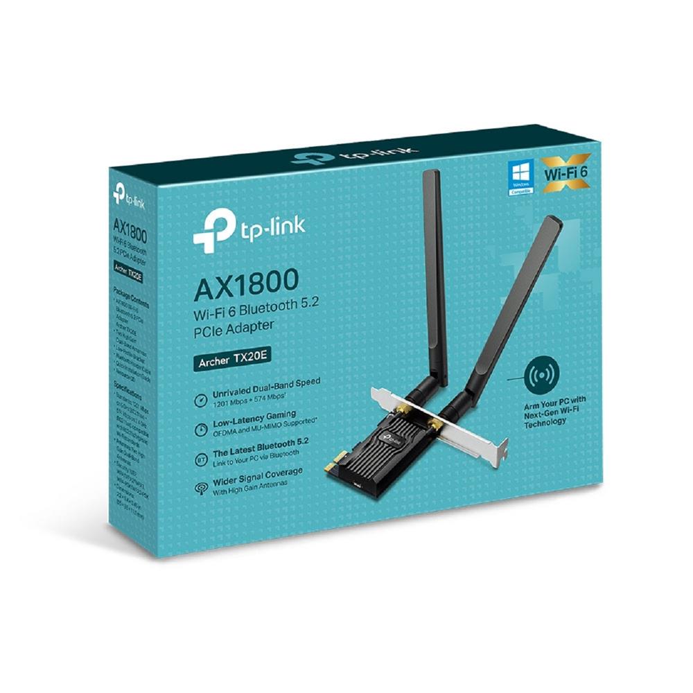 Adaptador Archer TX20E PCIE BT, AX1800, WiFi 6, Bluetooth 5.2, WPA3, 2 Antenas, Preto