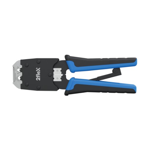 Alicate de Crimpar Profissional 2Flex, RJ45, CAT5 e CAT6, Catraca, Matriz de Alta Precisão, Cabo Emborrachado