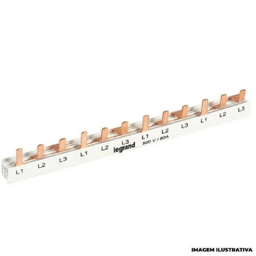 Barramento Pente Monofásico Legrand 12 Módulos DIN, 80A / 110A, Branco
