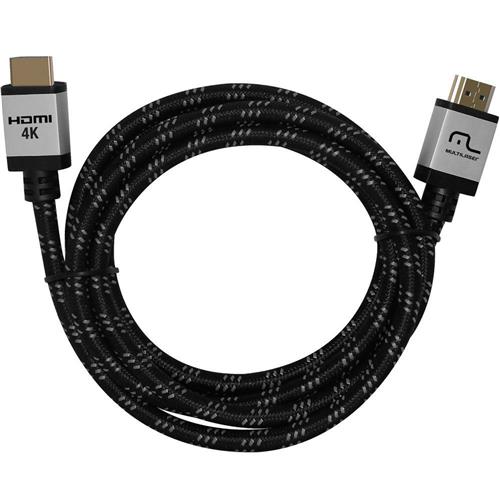 Cabo HDMI Multilaser WI295 2.0 Nylon 4K 1,8m Preto