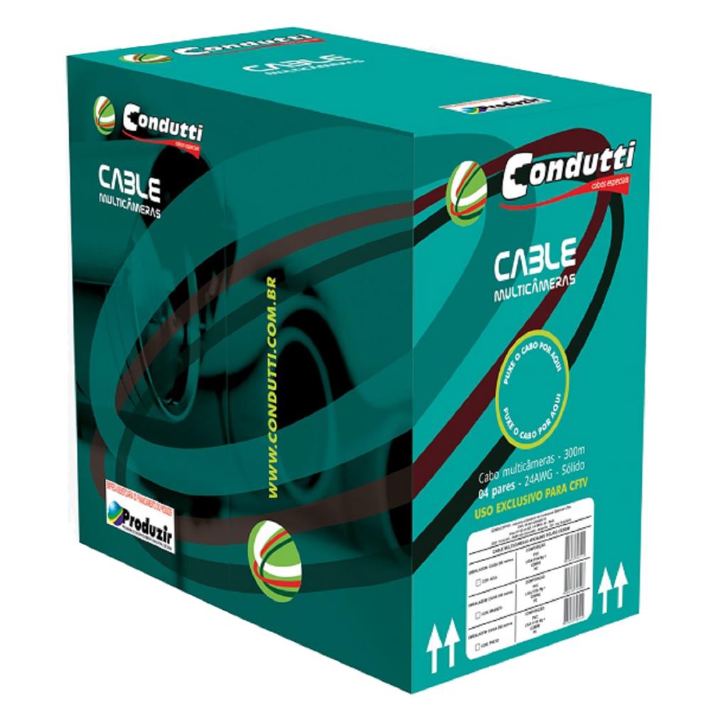Cabo Multi-câmeras 4p Cftv Preto Caixa 300 m Condutti