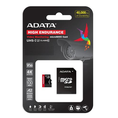 Cartão de Memória Adata High Endurance MicroSD, 32GB, Classe 10, com Adaptador SD