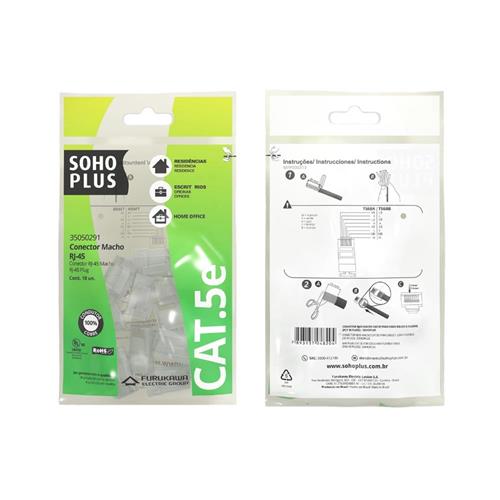 Conector Macho Sohoplus RJ45 CAT5E Furukawa Com 10