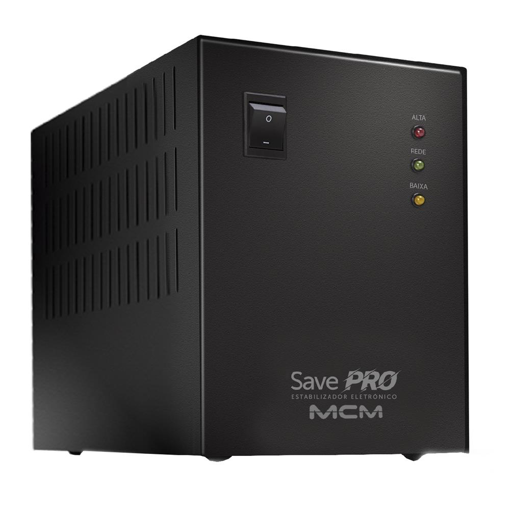 Estabilizador MCM 2000VA Save Pro EST0021, Bivolt 115V, 4 Tomadas, Preto