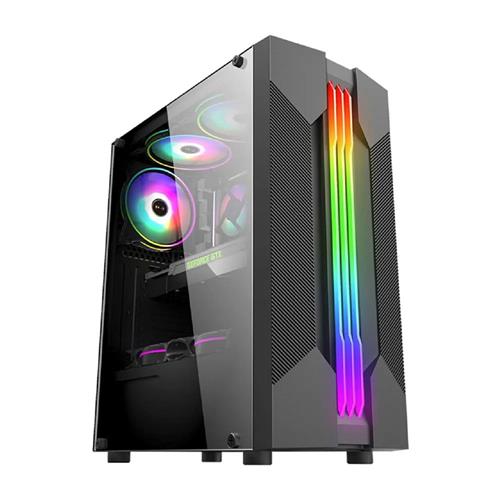 Gabinete Gamer K-Mex Bifrost VI CG-01A9, RGB, Mid Tower, Vidro Temperado, Sem Fonte, Sem Fan, Preto