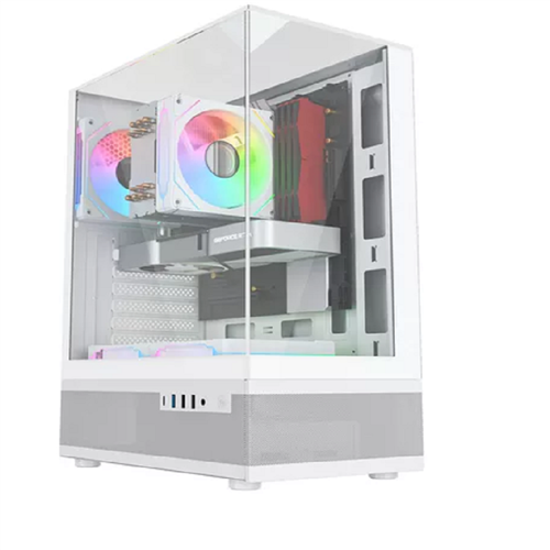 Gabinete Gamer Liketec Kingdom Snow, Mid Tower, Vidro Temperado, ATX, Sem Fonte, Sem Fans, Branco