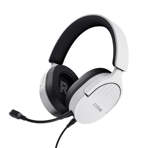 Headset Gamer Trust GXT 489P FAYZO, Com Fio, Microfone, ABS, Couro Sintético, Branco