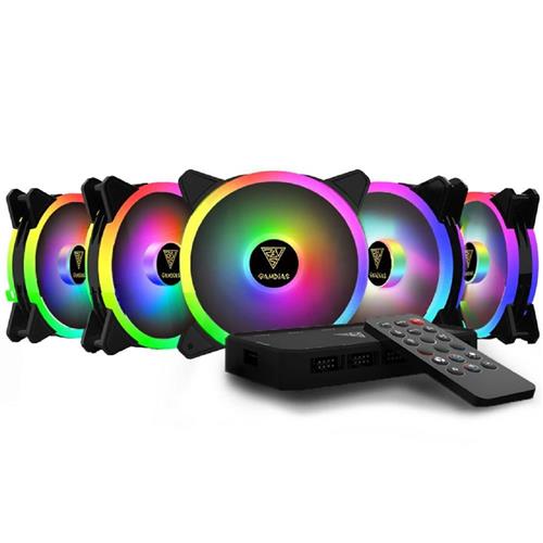 Kit Fan com 5 Unidades Gamdias Aeolus M2-1205R, RGB, 120mm, com Controlador, Preto