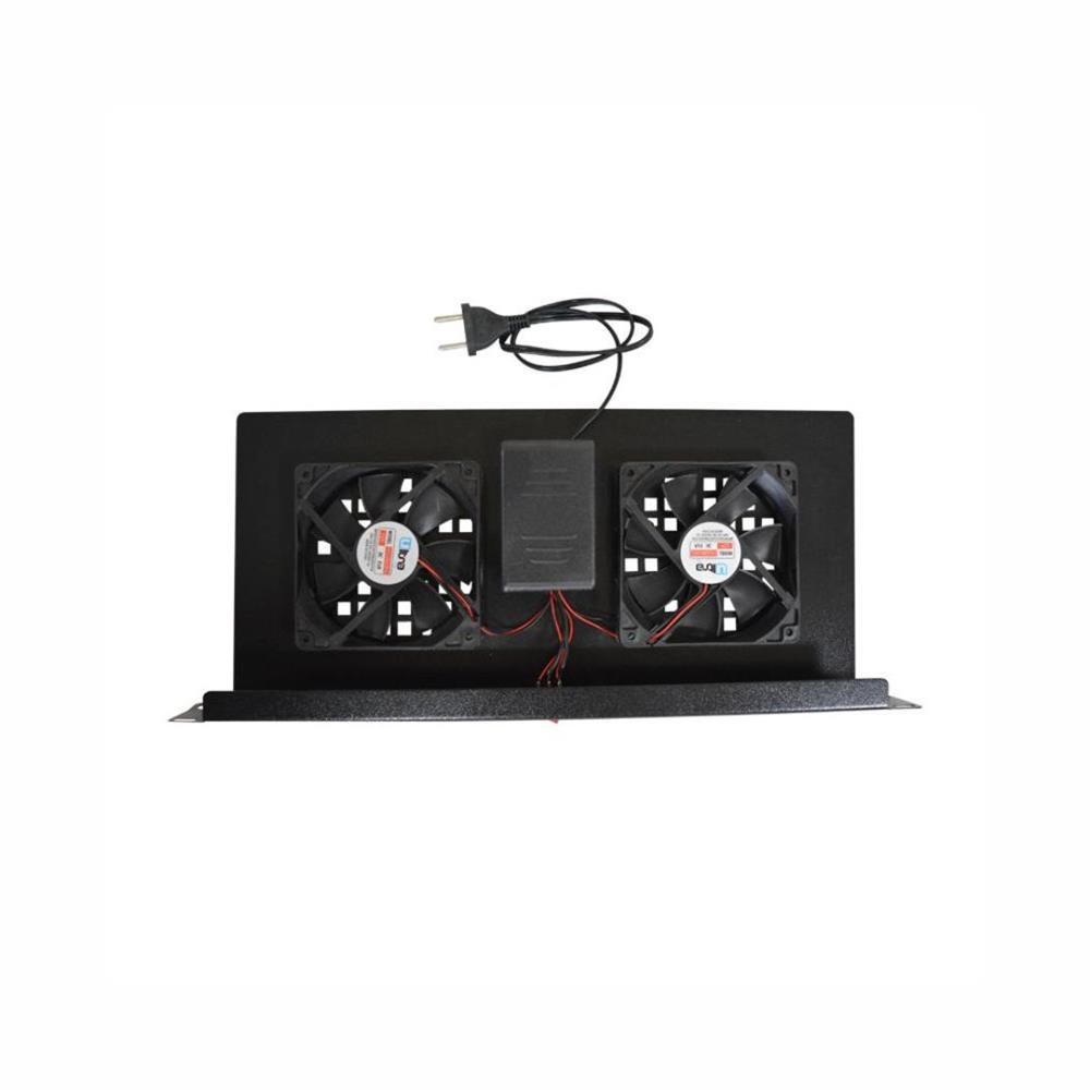 Kit Ventilação Max Eletron, 2 Coolers 12V, Padrão 19, 1U, Bivolt 110220V, Com Chave LigaDesliga, LED Indicador, Rolamento Blindado