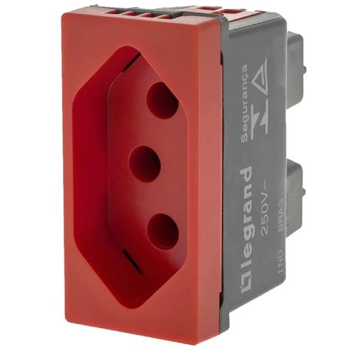 Módulo Tomada Legrand 2P+T de 10A 250V Pial Plus+, Automática, 1M, Vermelha