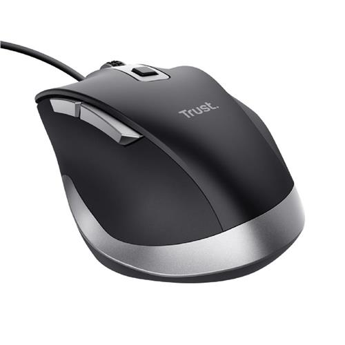 Mouse com Fio Trust Fyda, USB 2.0, 6 Botões, Ergonômico, Preto