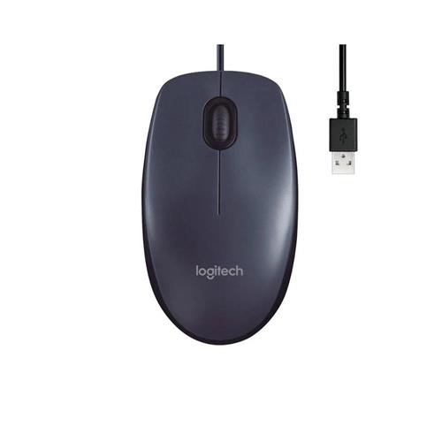 Mouse com Fio USB Logitech M90, Ambidestro, Plug-and-Play, 3 Botões, Resolução 1000 DPI, Preto