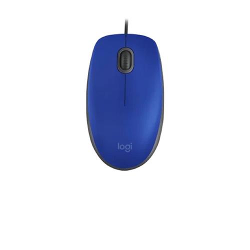 Mouse Logitech M110 Silent, DPI 1.000, 3 botões, Sensor óptico, USB, Cabo 1.8m, Azul