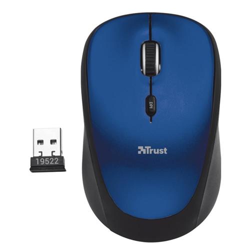 Mouse Sem Fio Trust Yvi, 1000 DPI, 4 Botões, Azul