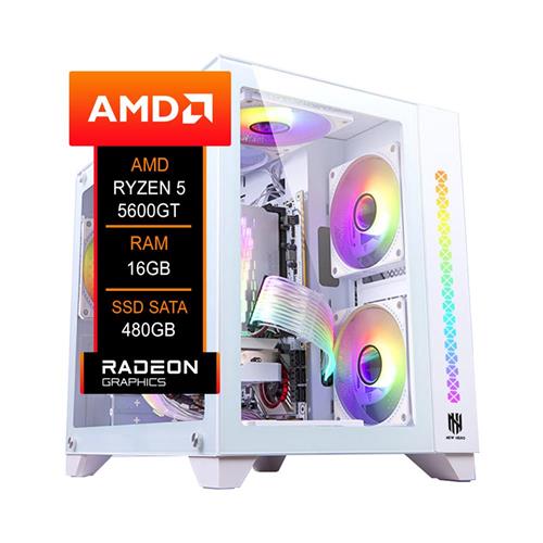PC Gamer AMD, Ryzen 5 5600GT, Chipset B550M, 16GB, SSD 480GB, Branco