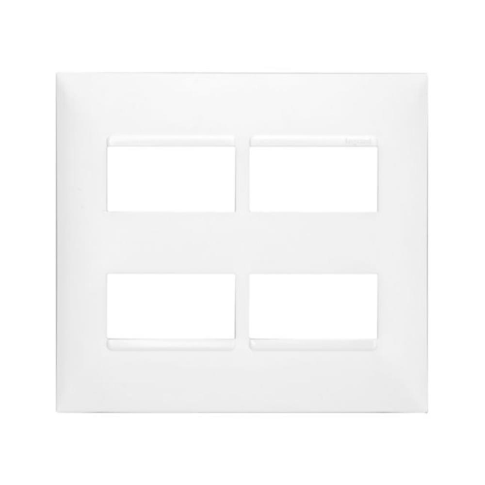 Placa 4x4 2+2 Postos Separados Legrand Pial Plus 618514BC, Termoplástico, 4 Módulos, Branco