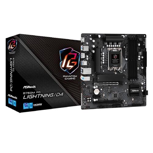 Placa Mãe ASRock B760M PG Lightning/D4, Chipset B760, Intel LGA 1700, mATX, DDR4