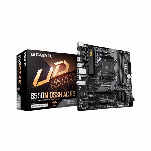 PLACA MÃE GIGABYTE B550M DS3H AC R2,Chipset AMD B550, AMD AM4, MATX, DDR4