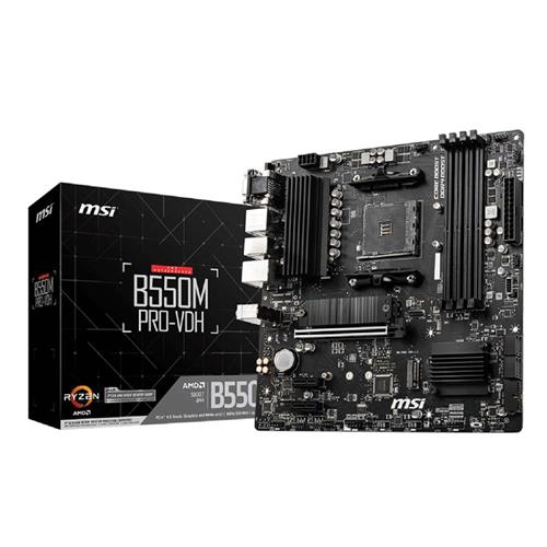 Placa-Mãe MSI B550M Pro-VDH, AMD AM4, DDR4, Suporte 128GB, Displayport, HDMI, VGA, PCIe, mATX