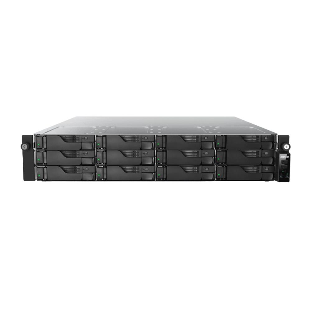 Servidor NAS ASUSTOR, AS7212RDX, 12 Baias, AMD Ryzen 7 Pro 7745, 16GB ECC DDR5, Dual 10GbE, Rack 2U, Preto