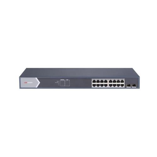 Switch de rede Hikvision DS-3E1518P-SI, 16 portas Gigabit PoE + 2 SFP, 225 W, Metal