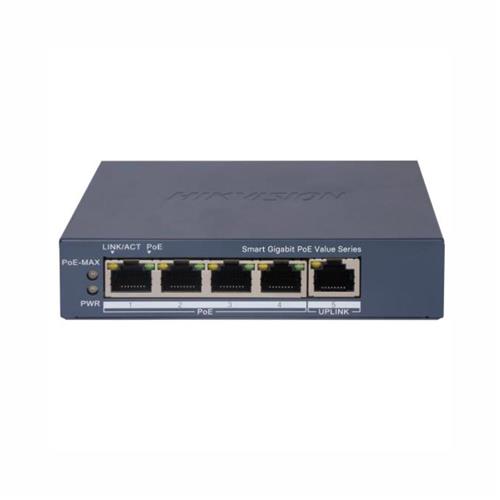Switch Hikvision DS-3E1506P-EI/M, 4 Portas PoE+ Gigabit, 2 Uplink, 45W, Gerenciável, VLAN, STP/RSTP, Long Range até 300m, Proteção 6kV