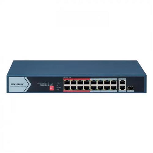 Switch Hikvision Não Gerenciável, 10/100/1000, 16 Portas, Poe, Metal - DS-3E0318P-E/M