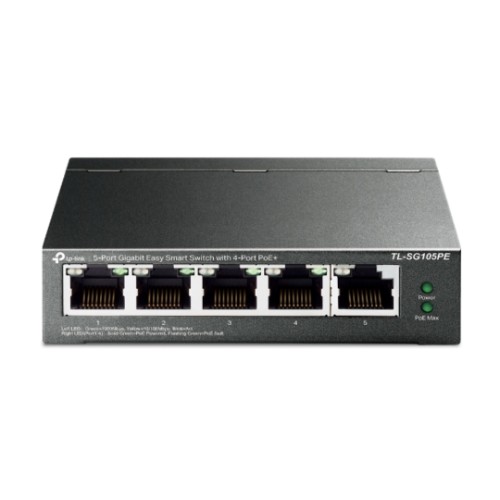 Switch TP-Link TL-SG105PE, 5 Portas Gigabit, 4 Portas PoE+, Easy Smart, 65W, Desktop
