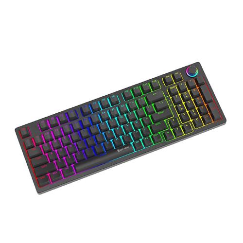 Teclado Mecânico Gamer New Hero Warlock, Rainbow, Switch Blue, USB, Preto