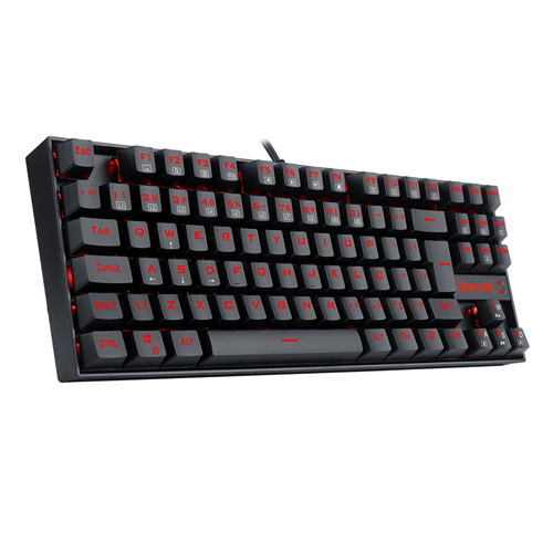 Teclado Mecânico Gamer Redragon Kumara TKL, LED Vermelho, Switch Blue, ABNT2, USB, Preto