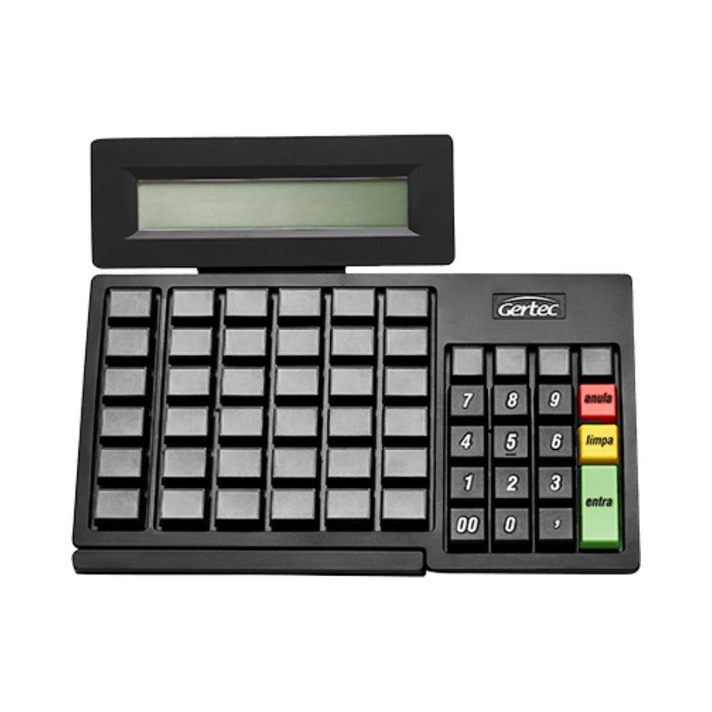 Teclado para PDV Gertec, Com Display, 55 Teclas, USB, Progamavél, Tela LCD, Preto - 00409634