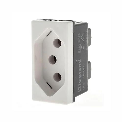 Tomada 2P+T 20A Legrand, 250V, Pial Plus, Borne Parafuso, 1 Módulo, Branca