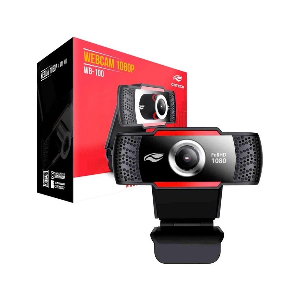 Webcam WB-100BK C3Tech 1080P, Full HD, USB2.0, 2MP, 30 FPS