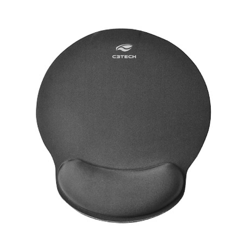 Mousepad C3Tech Ergonômico MP-100, Com Apoio de Pulso em Gel, Preto
