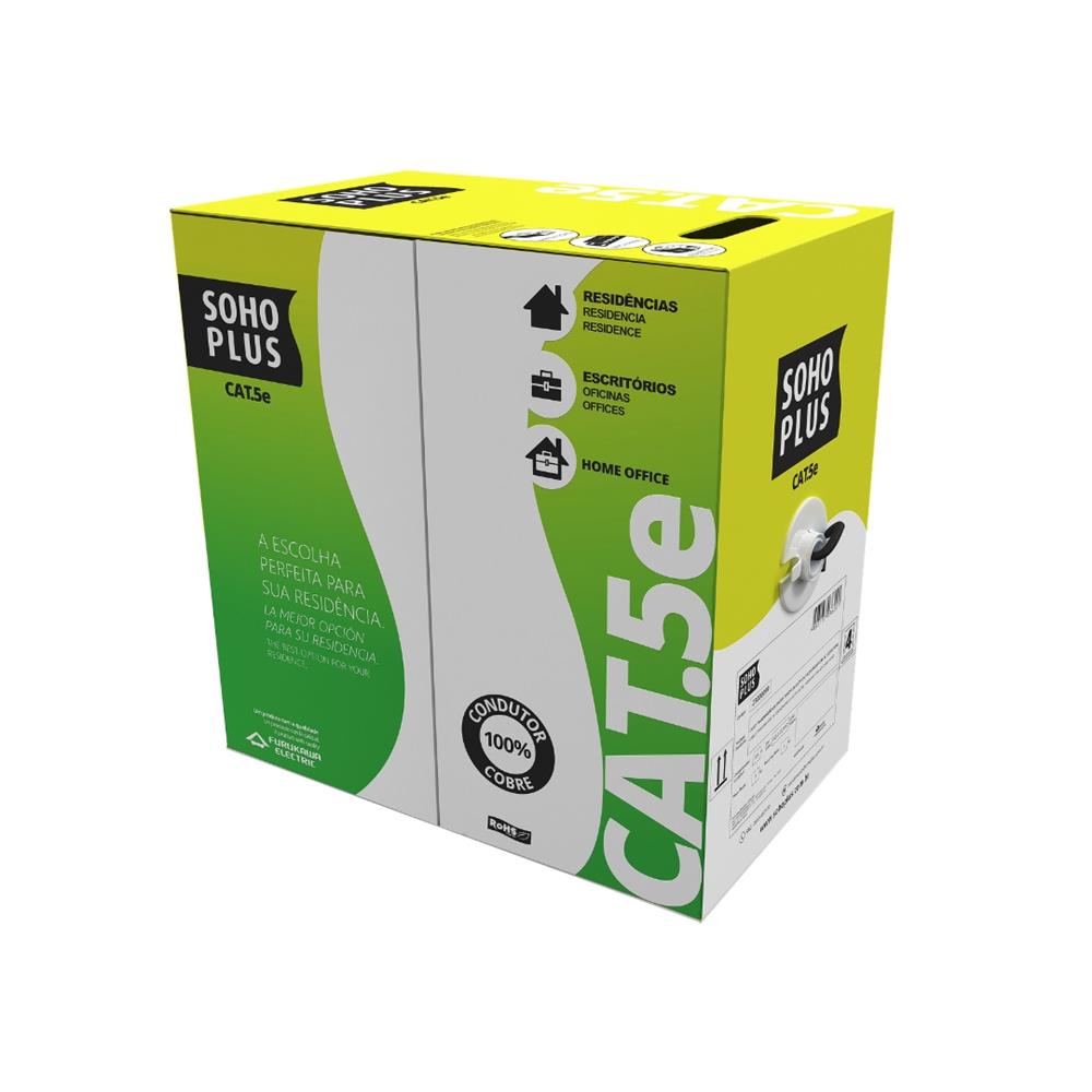 Cabo Lan Sohoplus CAT5E, 4P, 305M, CMX, Preto