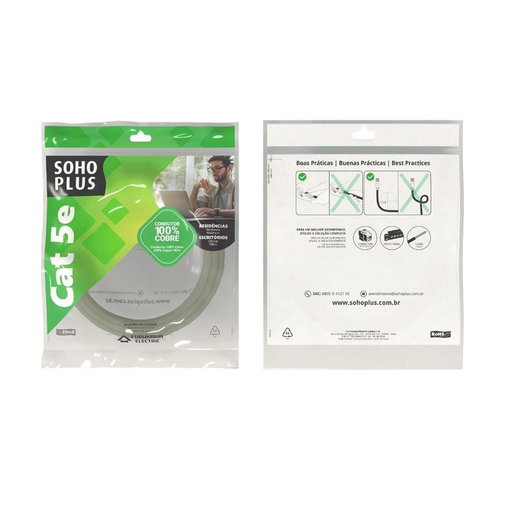 Cabo Patch Furukawa CORD CAT5E T568A/B 1.5M Cinza