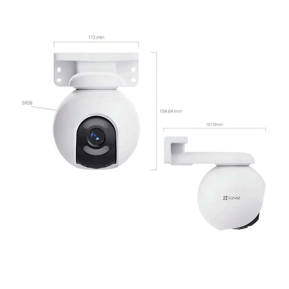 Câmera IP Wi-Fi EZVIZ, CS-H8X, 4MP, 2K+, 360°, Color Night Vision, Áudio Bidirecional, Outdoor, H.265, Branco