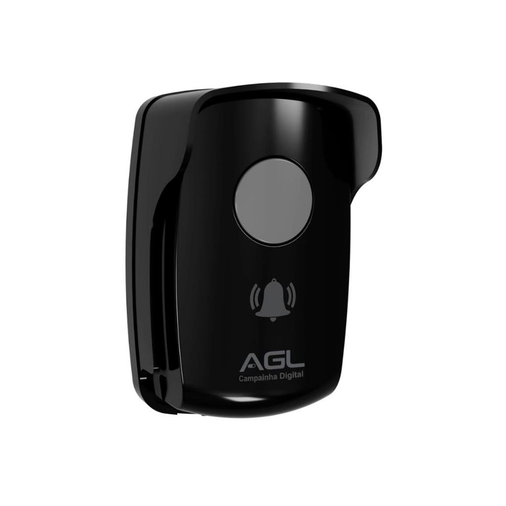 Campainha Digital Sem Fio AGL, 433 MHz, Bateria Recarregável, Preto