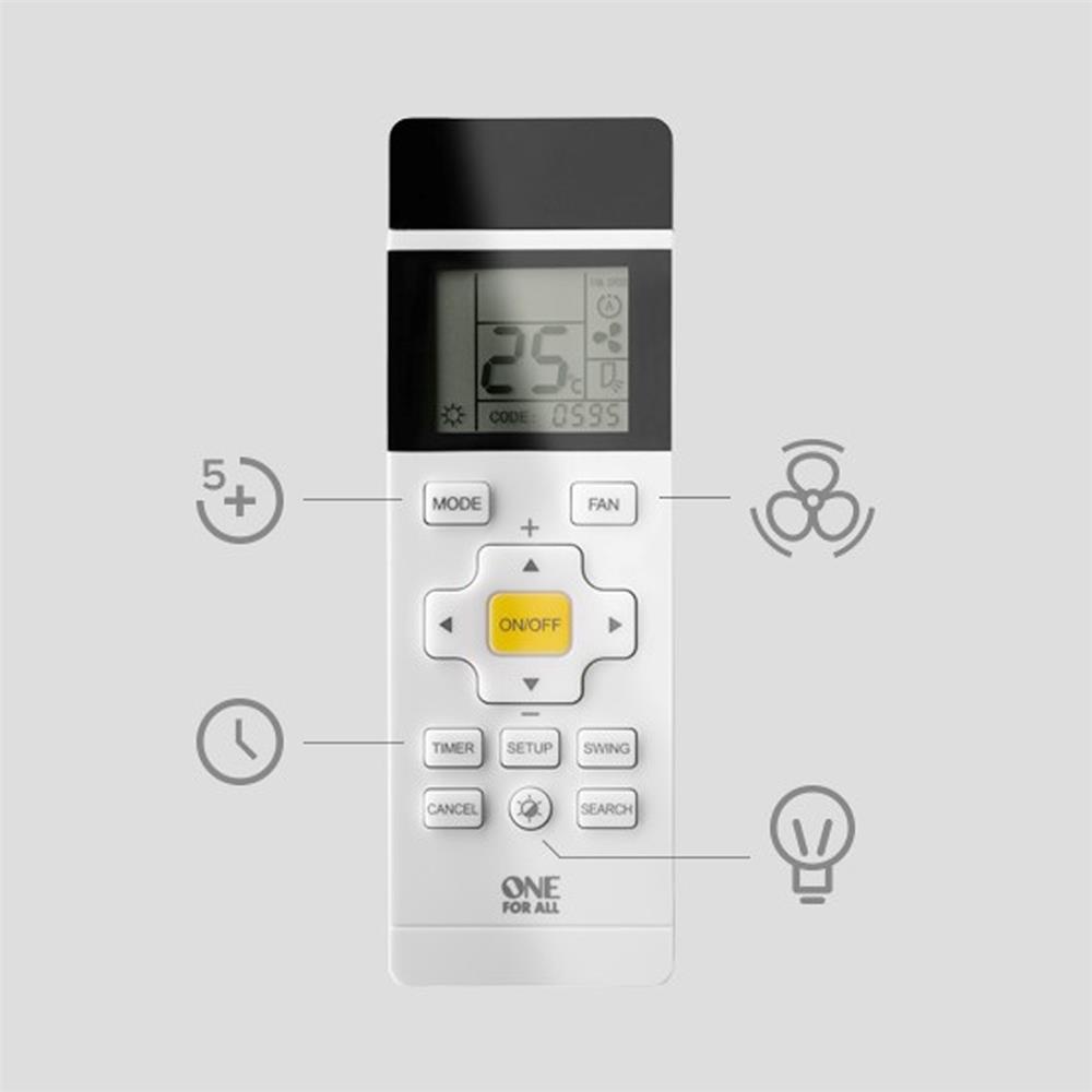 Controle Remoto One For All URC-1035, Universal para Ar Condicionado, Preto