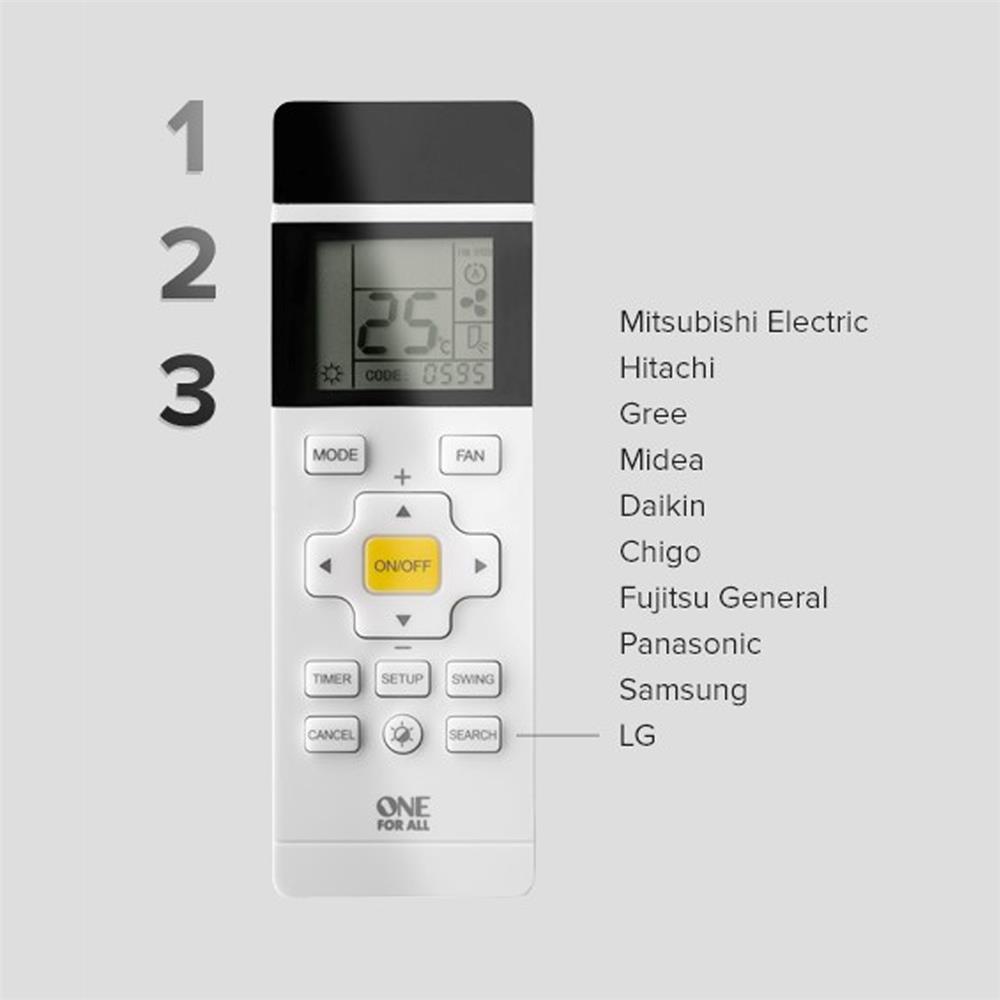 Controle Remoto One For All URC-1035, Universal para Ar Condicionado, Preto