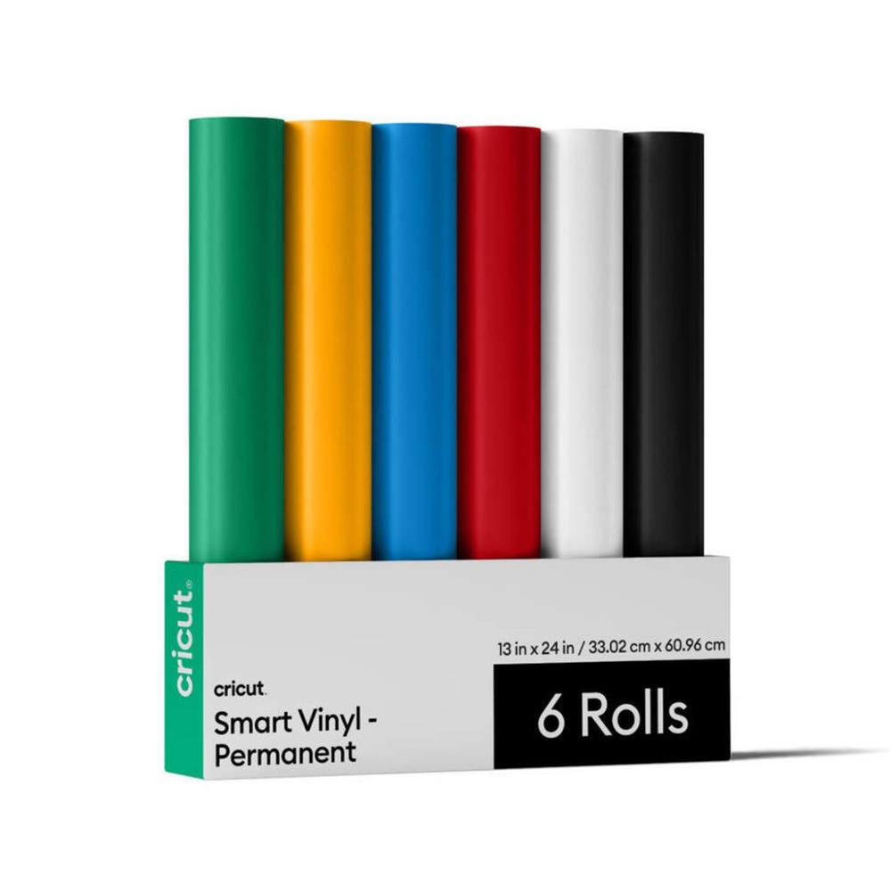 Cricut Smart Vinil Permanente, Pacote Variado  - 13,9 cm x 3 m.33 cm x 61 cm - 6 unidades