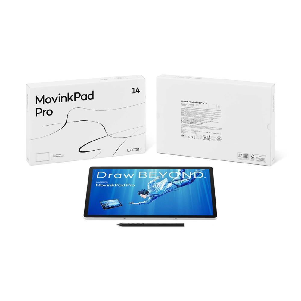 Tablet Gráfico Wacom MovinkPad Pro 14, Tela OLED 14” 3K 120Hz, 256GB, Android 15, Branco