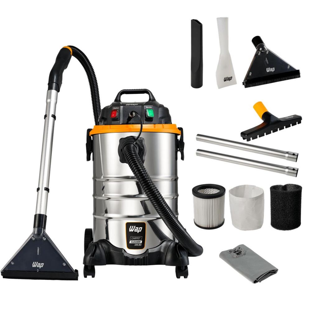 Extratora de Carpetes e Estofados WAP Carpet Cleaner Pro 30, 1600W, 30 Litros, Pó e Água, Alta Sucção, Corpo Inox, 127V