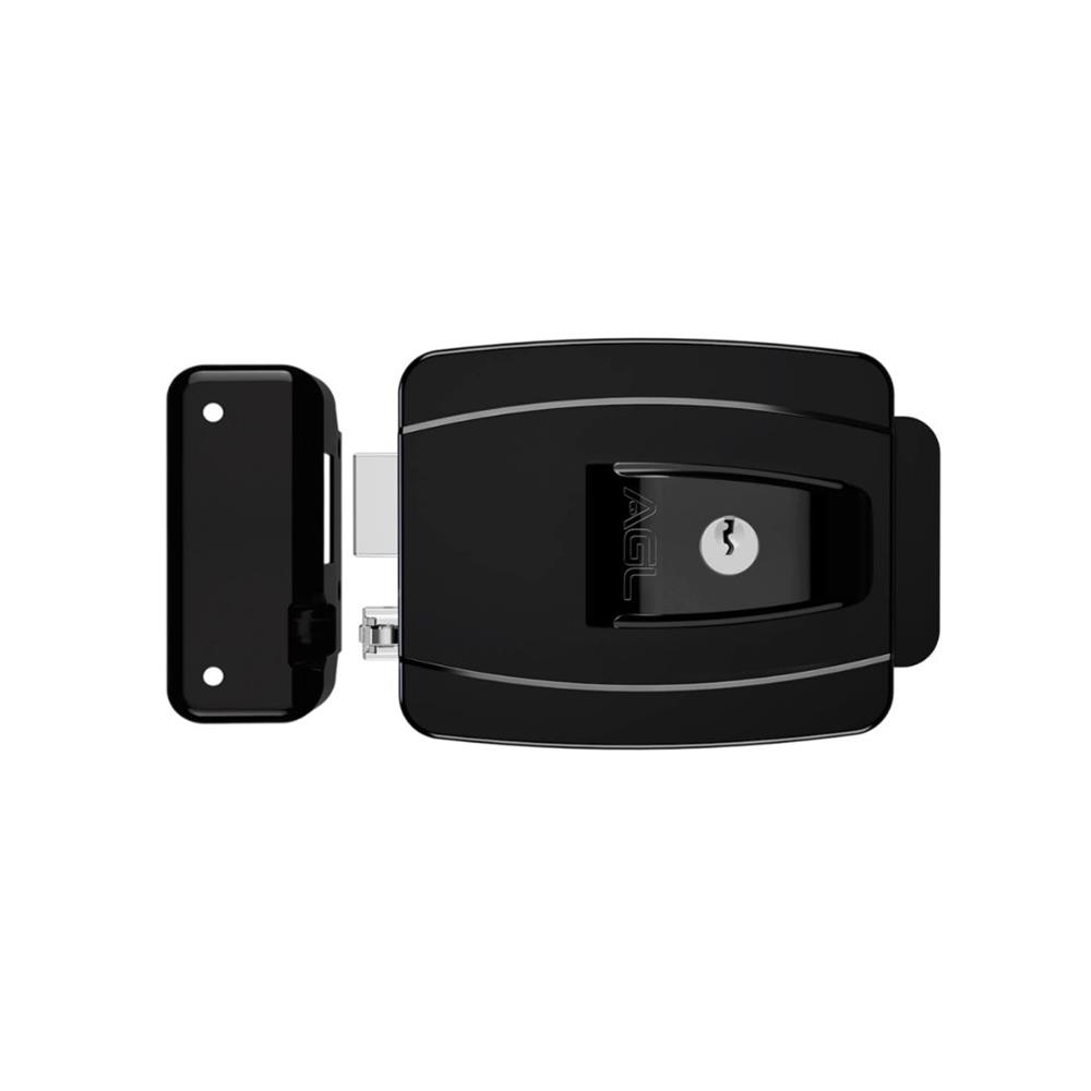 Fechadura elétrica AGL AL100R, 42 mm, 12 V, Preto
