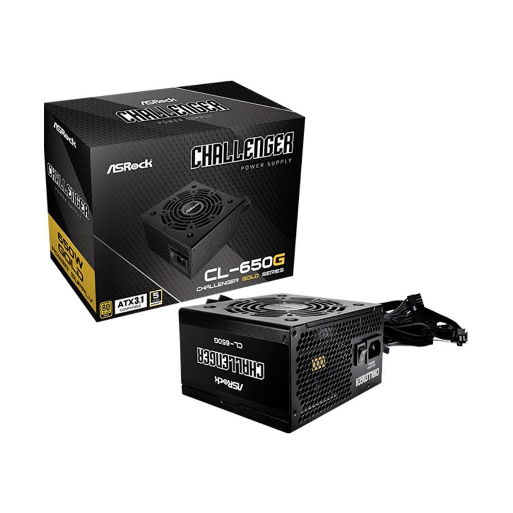 Fonte ASRock Challenger CL-650G, 650W, 80 Plus Gold, ATX 3.1, PFC Ativo, Preto
