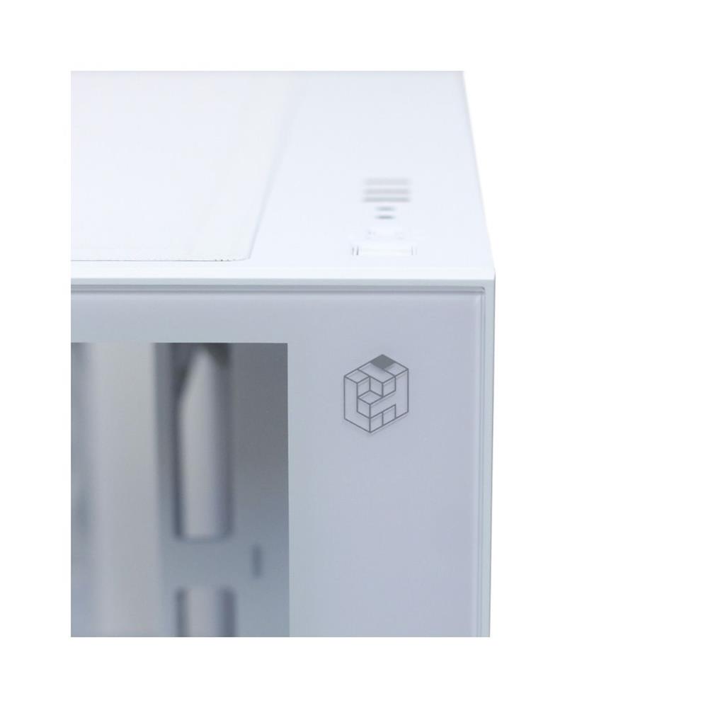 Gabinete Gamer Liketec Cube Kirra Snow, RGB, Mid Tower, Vidro Temperado, mATX, Branco, Sem Fonte, Com 4 Fans