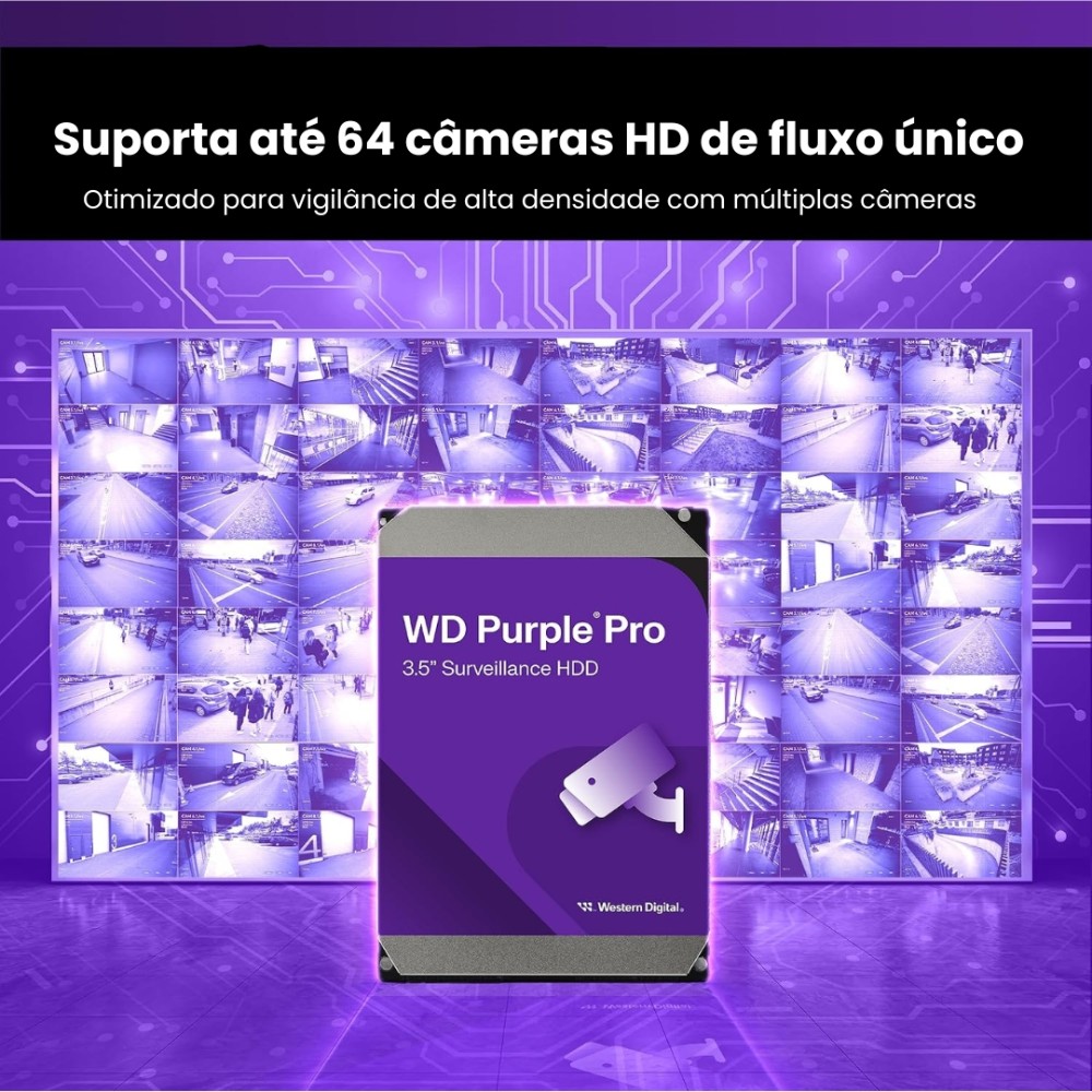 HD Interno WD Purple Pro, 8TB, SATA III 6Gb/s, 7200RPM, WD8002PURP, Roxo