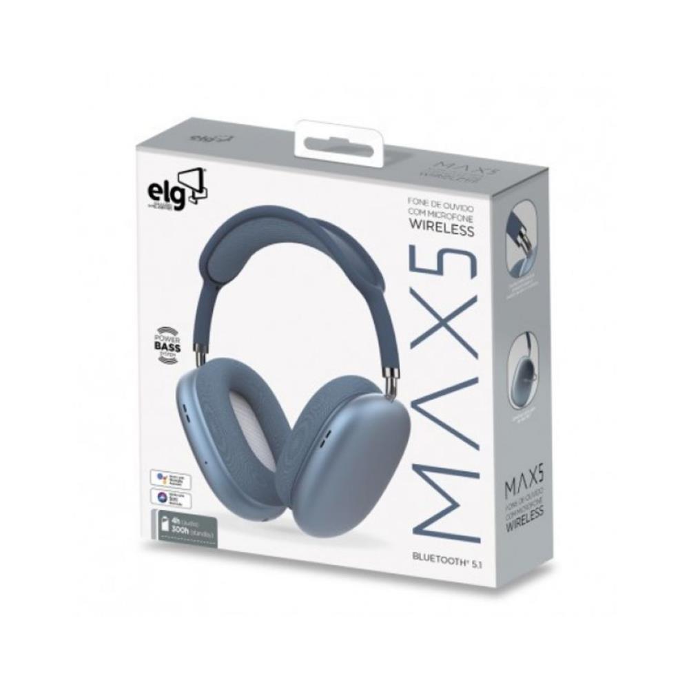Headset Bluetooth 5.1 ELG EPB-MAX5BE, autonomia 20 h, azul